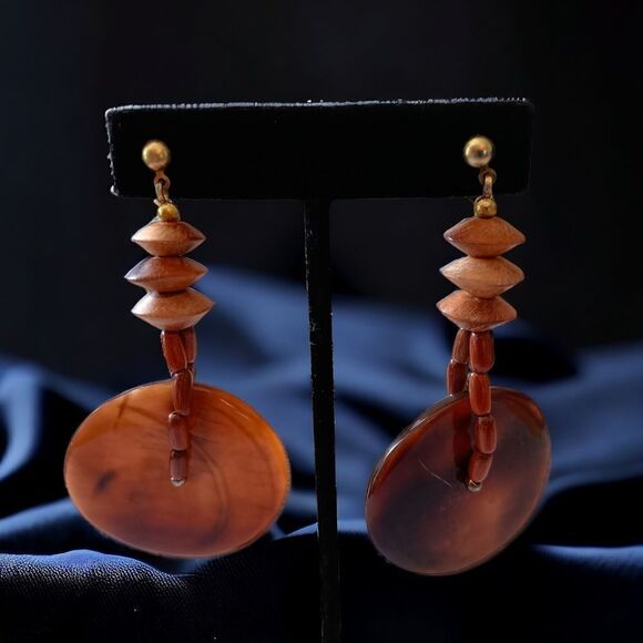 Wooden Beaded Shell Earrings Drop‎ Dangle Bohemian Tribal Ethnic Hippie Gypsy - Picture 14 of 14